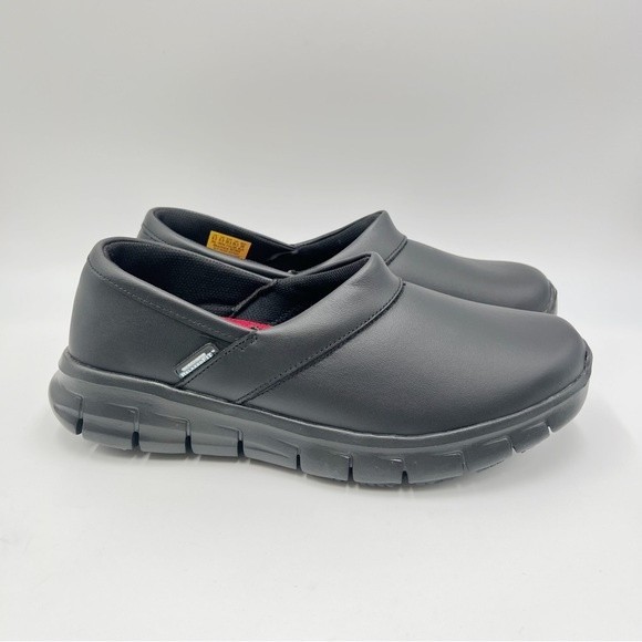 Skechers Womens Size 9.5 76542 Bernal SR Relaxed Fit Black Leather Work Shoes - Picture 2 of 13